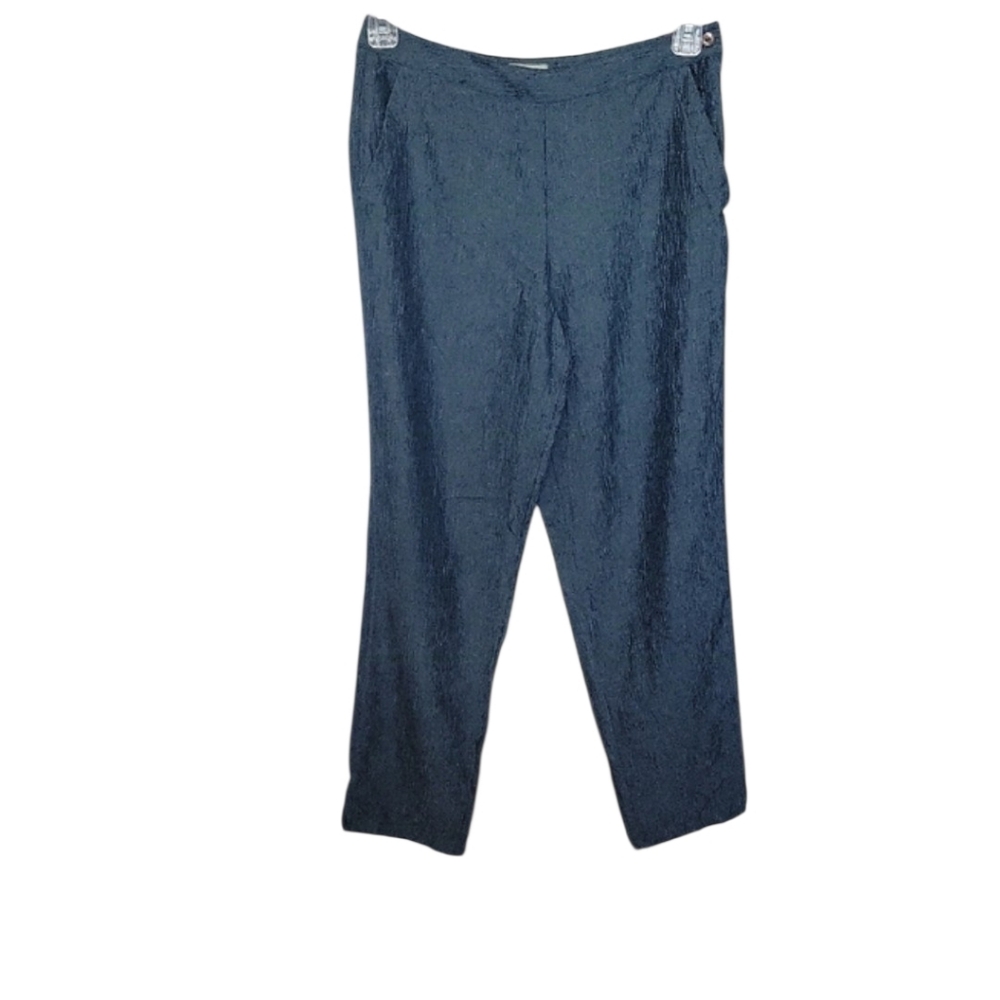 Tommy Bahama Dark Blue Textured Wide-Leg Pants 100% Silk Size 6 - Picture 1 of 2